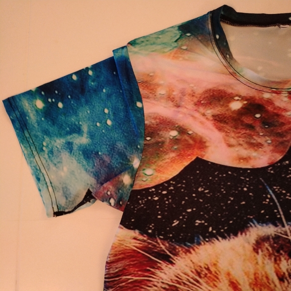 Galaxy Rainbow Space Cat T-Shirt (L) two sided print - Picture 14 of 15